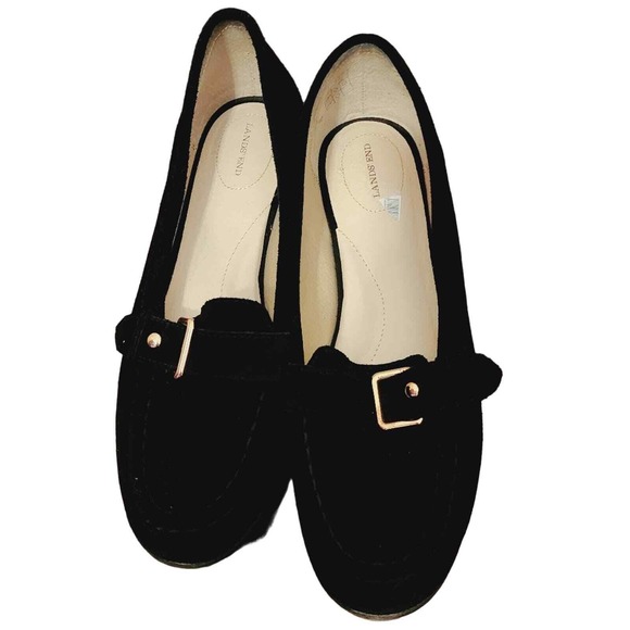 Lands End Black Suede Loafers Size 8 Womens - Picture 2 of 7